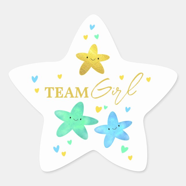 Twinkle Little Star Gender Reveal Team Girl Stern-Aufkleber (Vorderseite)