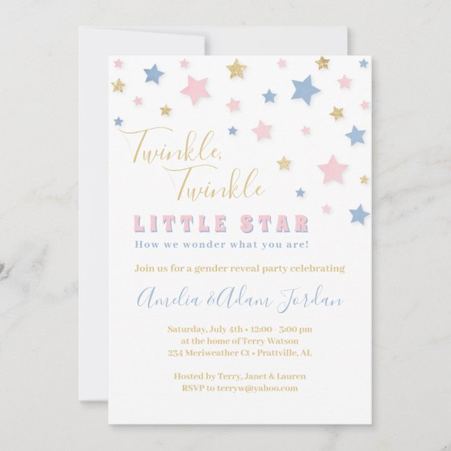 Twinkle Little Star Genre Reveillez Invitation (Devant)