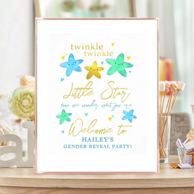 Twinkle Little Star Genre Révéler Affiche de bienv (Créateur téléchargé)