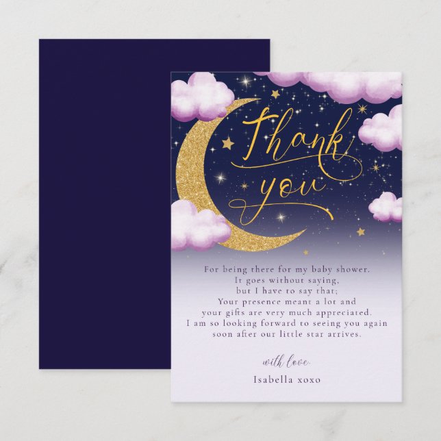 Twinkle Little Star Girl Baby Dusche Danke (Vorne/Hinten)