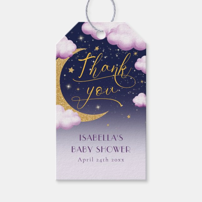 Twinkle Little Star Girl Baby Dusche Danke Geschenkanhänger (Vorderseite)