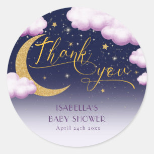 Twinkle Little Star Girl Baby Dusche Danke Runder Aufkleber