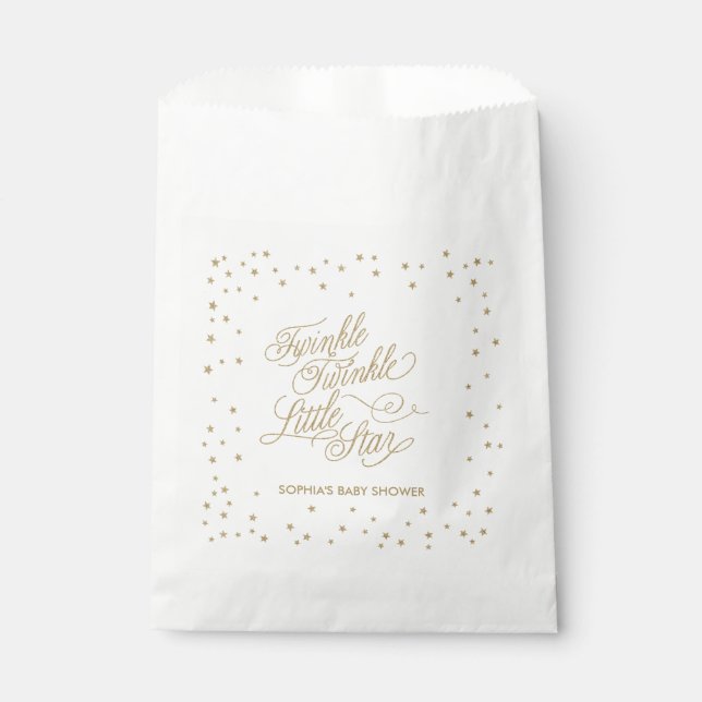 Twinkle Little Star Gold Baby Dusche Geschenktütchen (Vorderseite)