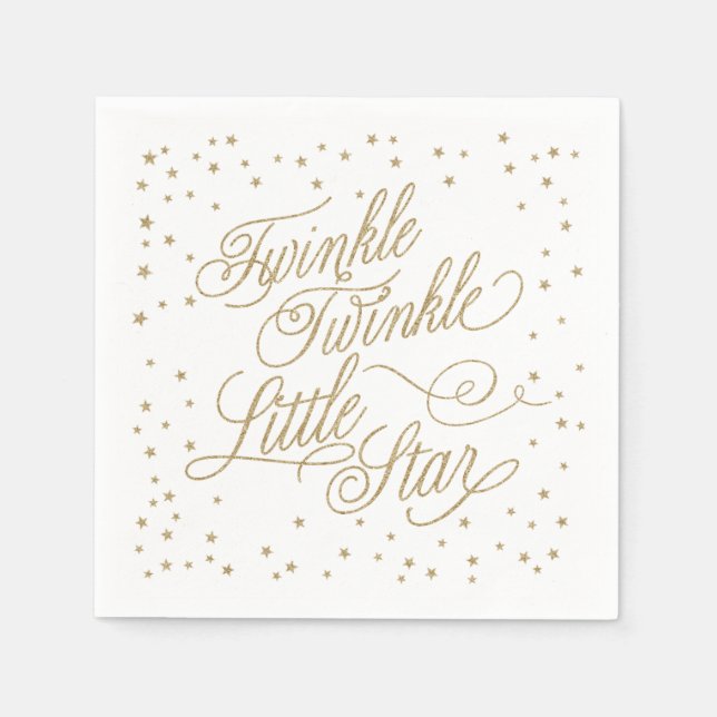 Twinkle Little Star Gold Baby Dusche Napkins Serviette (Vorderseite)