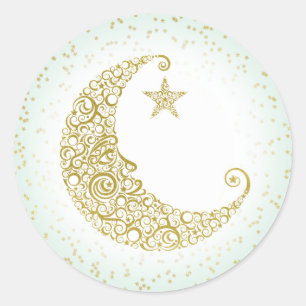 Twinkle Little Star Gold Mond Aufkleber Mint