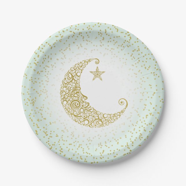 Twinkle Little Star Gold Moon Mint Pappteller (Vorderseite)