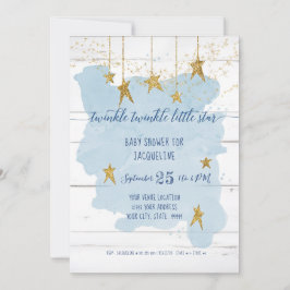 Twinkle Little Star Gold Wood Boy Baby Dusche Einladung