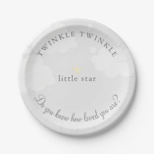 Twinkle Little Star Gray Baby Dusche Pappteller