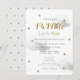 Twinkle Little Star & Gray Cloud Twin Baby Dusche Einladung