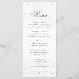 Twinkle Little Star Gray Elegant Baby Shower Menükarte