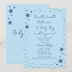 Twinkle Little Star Hellblauer Jungen-Baby-Empfang Einladung