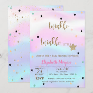 Twinkle Little Star Holographische Babyparty Einladung