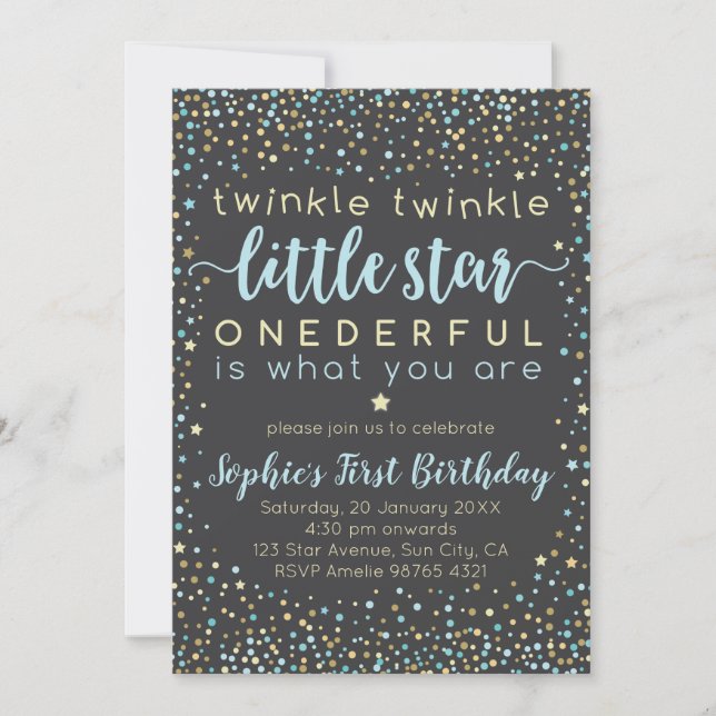 Twinkle Little Star | Invitation à l'anniversaire (Devant)