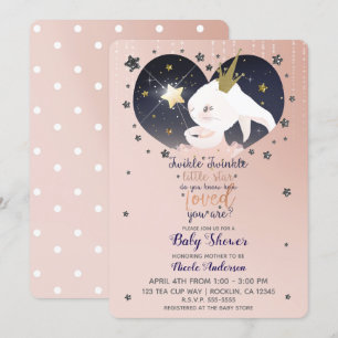 Twinkle Little Star Kaninchen Peach Baby Dusche Einladung