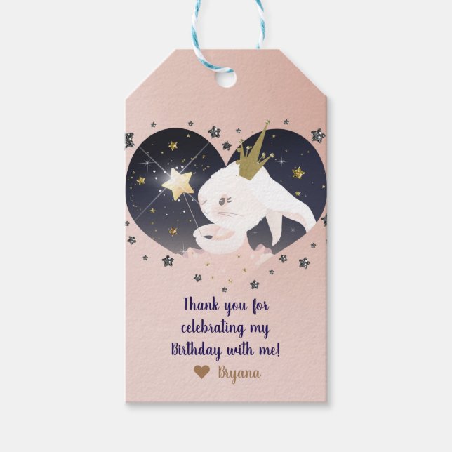 Twinkle Little Star Kaninchen Peach Baby Dusche Geschenkanhänger (Vorderseite)