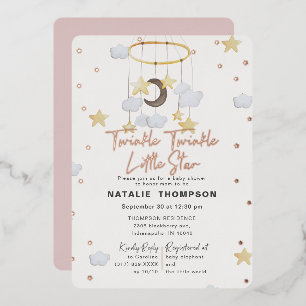Twinkle Little Star Mädchen Rosa Baby Shower Rose Folieneinladung