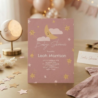 Twinkle Little Star Mond & Sterne Babyparty Einladung