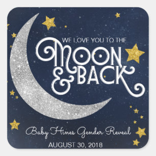 Twinkle Little Star Moon & Back Baby Dusche Quadratischer Aufkleber