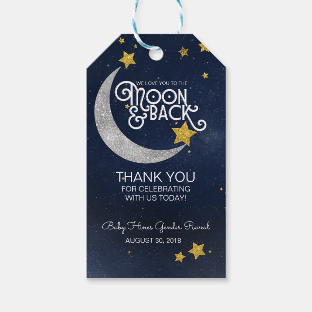 Twinkle Little Star Moon & Back Vielen Dank Geschenkanhänger (Vorderseite)