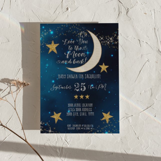 Twinkle Little Star Navy Blue Moon Boy Baby Dusche Einladung (Von Creator hochgeladen)