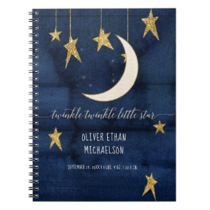 Twinkle Little Star Navy Holz Gold Boy Baby Dusche Notizblock