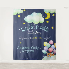 Twinkle Little Star Navy Woodland Fox Babydusche Wandteppich
