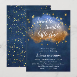 Twinkle Little Star   Neutrales blaues Kupfer und  Einladung