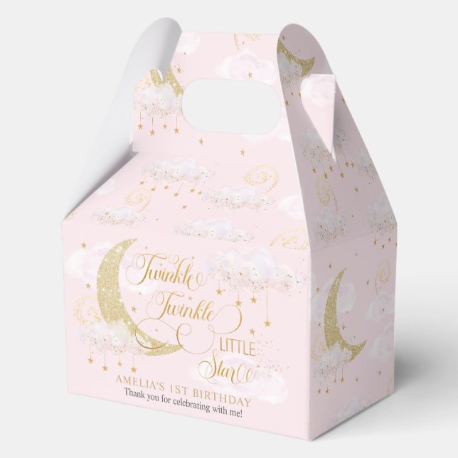 Twinkle Little Star Pastel Pink 1. Geburtstag Geschenkschachtel (Rückseite)