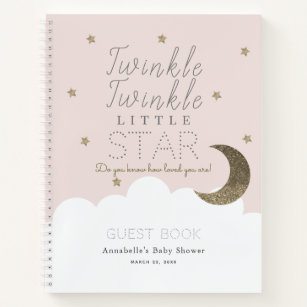Twinkle Little Star Pink Baby Showbook Notizbuch