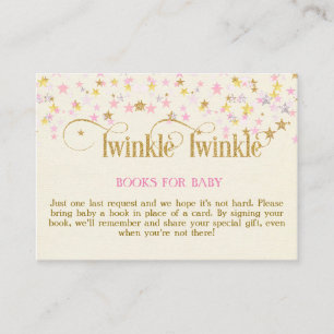 Twinkle Little Star Pink Gold Book Request Card Begleitkarte