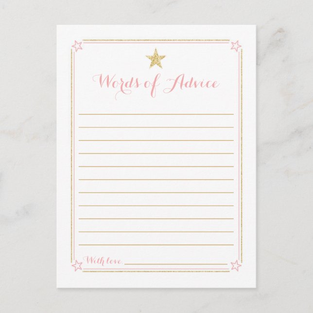 Twinkle Little Star Pink Gold Kinderduschempfehlun Postkarte (Vorderseite)