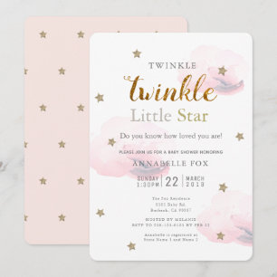 Twinkle Little Star Pink Kinderdusche Einladung
