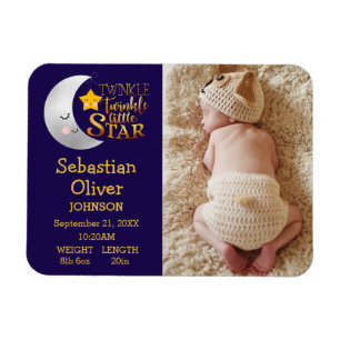 Twinkle Little Star Print Foto Geburtsankündigung Magnet