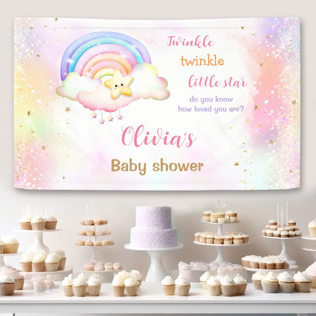 Twinkle Little Star Rainbow Baby Dusche Banner (Twinkle Little Star Rainbow Baby Shower Banner)