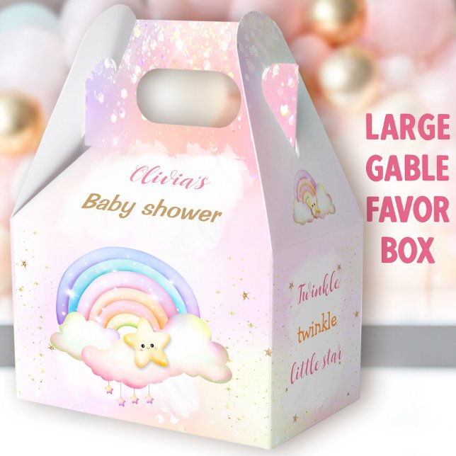 Twinkle Little Star Rainbow Baby Dusche groß Geschenkschachtel (Star Rainbow Large Gable Favor Boxes - You can choose from 3 sizes of these gable favor boxes)