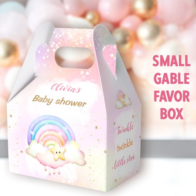 Twinkle Little Star Rainbow Baby Dusche Klein Geschenkschachtel (Star Rainbow Small Gable Favor Boxes - You can choose from 3 sizes of these gable favor boxes)