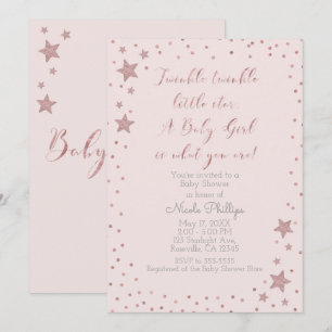 Twinkle Little Star Rose Gold Girl Baby Dusche Einladung