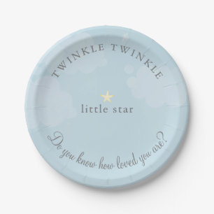 Twinkle Little Star Sky Blue Baby Dusche Pappteller