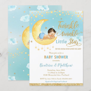 Twinkle Little Star Sleeping Baby Shower Boy  Einladung