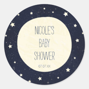 Twinkle Little Star Starry Sky & Moon Babydusche Runder Aufkleber