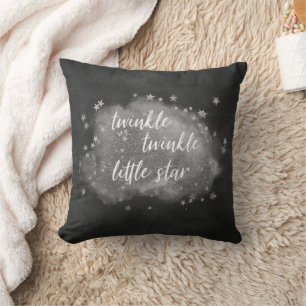 Twinkle Little Star Steinkohle Grau und Silber Kissen