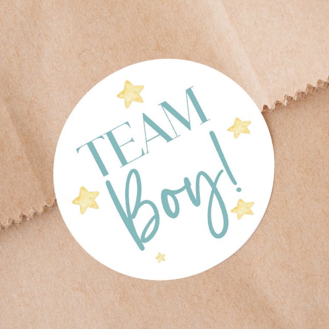 Twinkle Little Star Team Boy Blue Gender Reveal Runder Aufkleber (Von Creator hochgeladen)