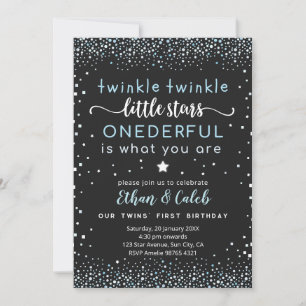 Twinkle Little Star Twin Einladung zum ersten Gebu