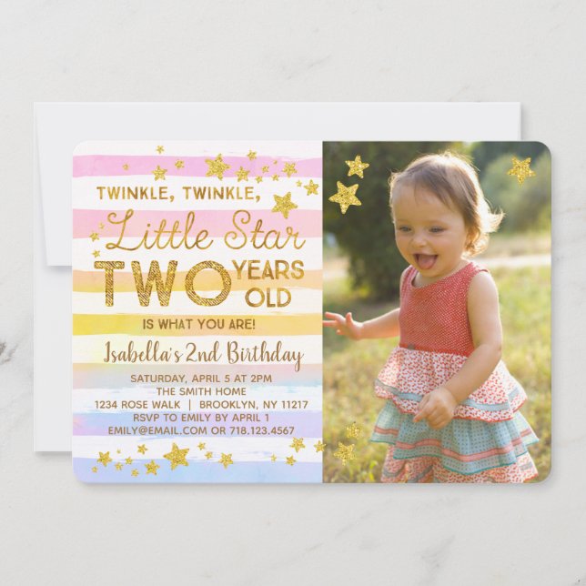 Twinkle Little Star Two Invitation du 2e anniversa (Devant)