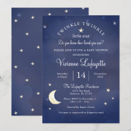 Twinkle Little Star und Moon Dark Blue Baby Dusche Einladung