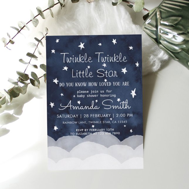 Twinkle Little Star Whimsical Baby Dusche Einladung (Von Creator hochgeladen)