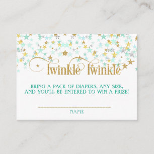 Twinkle Little Star Windel-Raffel Mintgrün Gold Begleitkarte