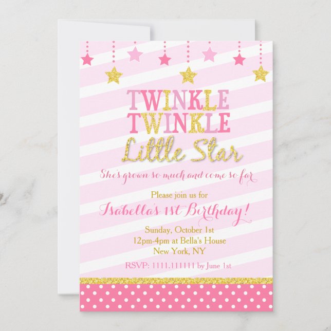 Twinkle Little Star zum Geburtstag Einladung (Vorderseite)
