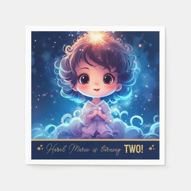 Twinkle Little Starry Princess Girl Birthday Serviette (Vorderseite)