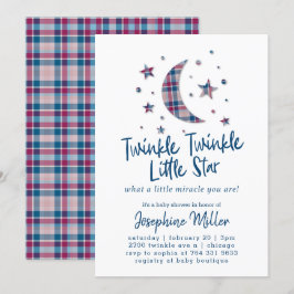 Twinkle Little Stars Karierte Babydusche Einladung